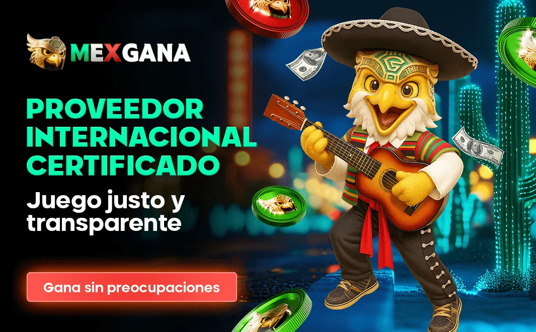Mascota de MexGana con guitarra en material promocional de marca